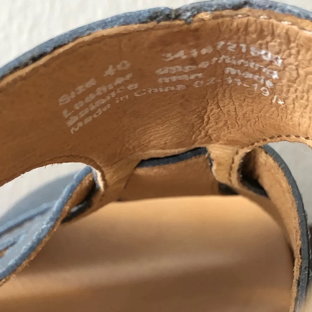Dansko Sz 40(9.5) Blue Leather Wedge Sandals